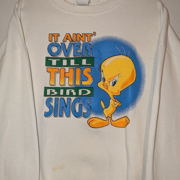 1996 Tweety Bird It Aint Over Crewneck Sweatshirt - Picture 3 of 6
